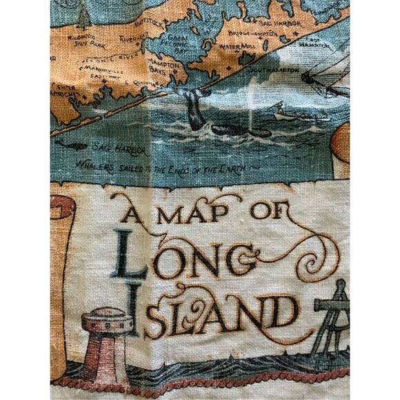 Vintage 70s Richard Batchelder A Map of Long Island Print on Linen - Picture 3 of 4